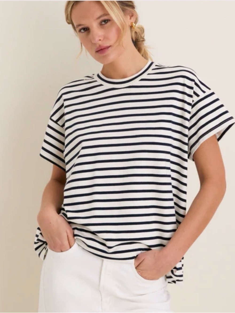 NWOT! Tuckernuck Blue Striped Presley Boyfriend Tee